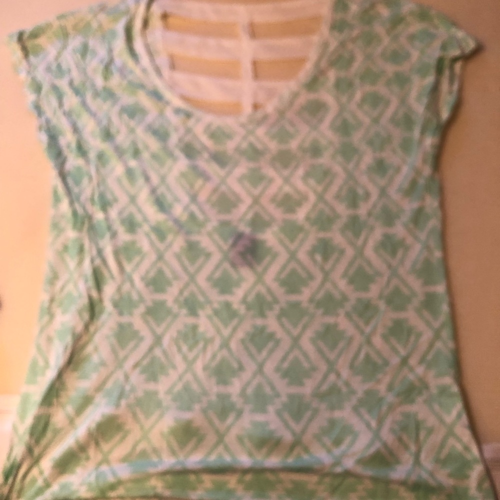 Zumiez Blue&White Criss Cross Shirt (not a stain)